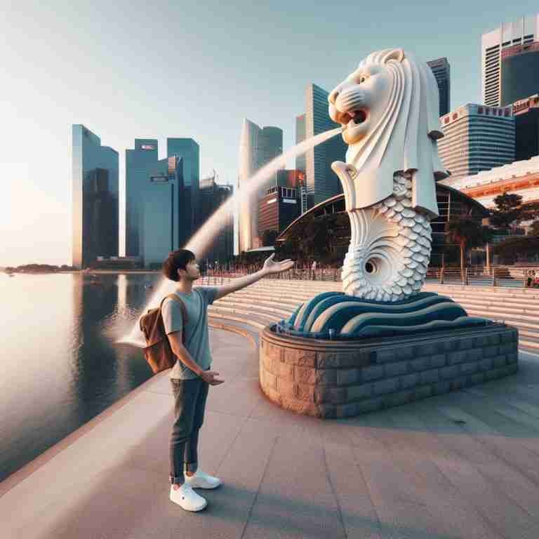 The Singapore Merlion compared to human