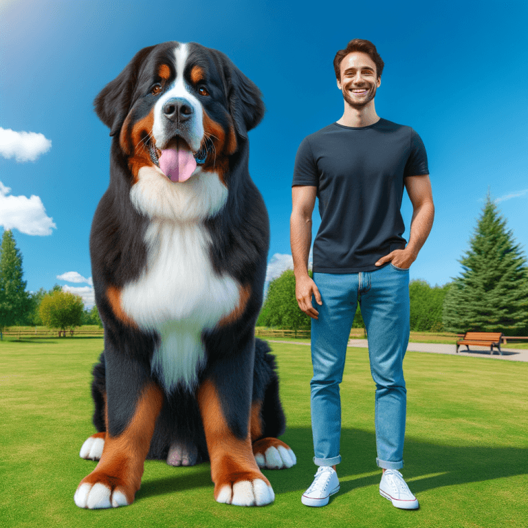 Bernese Mountain Dog Size vs. Human: A Comparison bernese mountain dog size compared to human