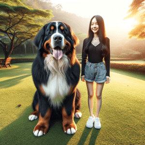 bernese mountain dog size compared to human  size