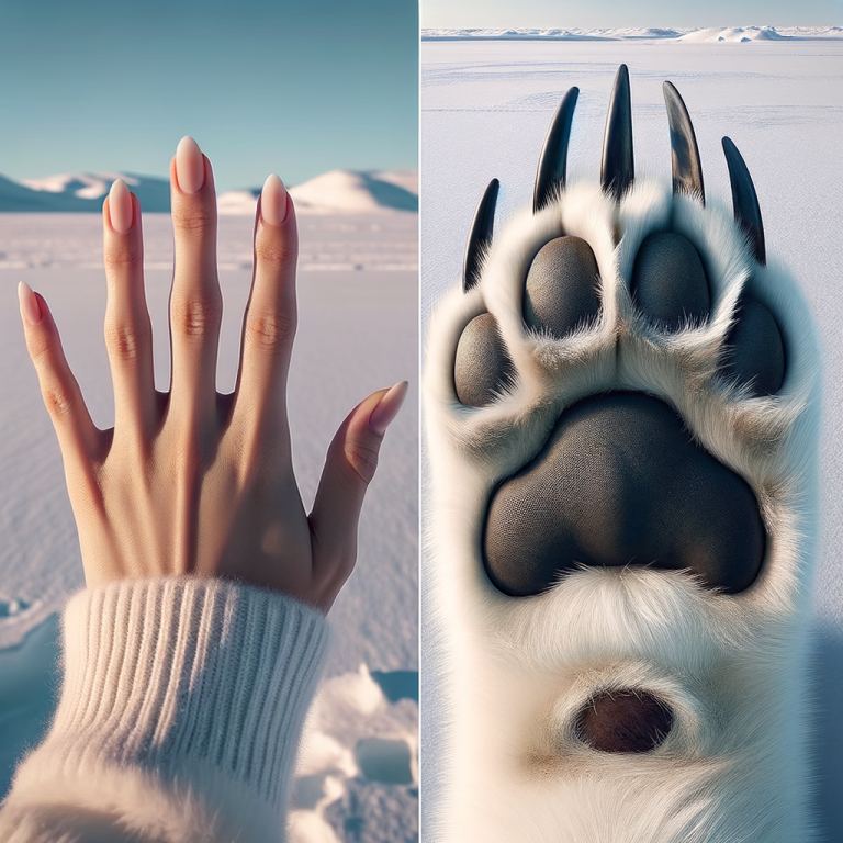 Comparing Polar Bear Hand to Human Hand polar bear hand compared to human