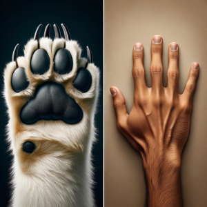 polar bear paw vs human hand