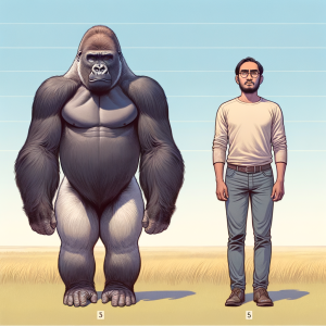 silverback gorilla size vs human